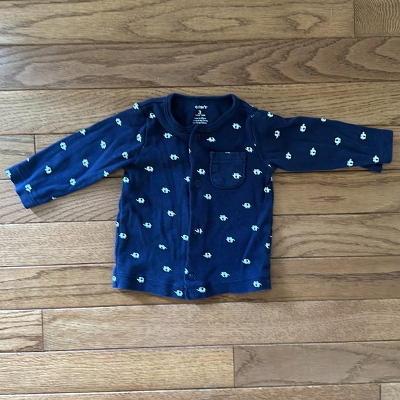 🐘 Carter’s baby matching Set - Blue elephants top & pants 3 mos boy girl - Picture 2 of 11